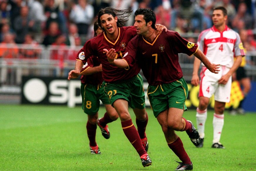 Nuno Gomes en Luis Figo (Portugal, 2000)