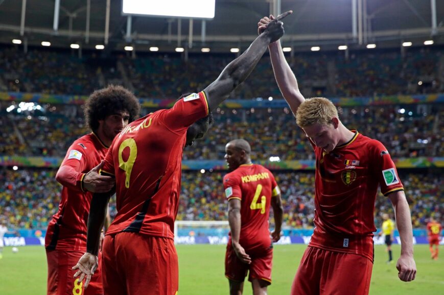 Romelu Lukaku en Kevin De Bruyne in 2014 (België)