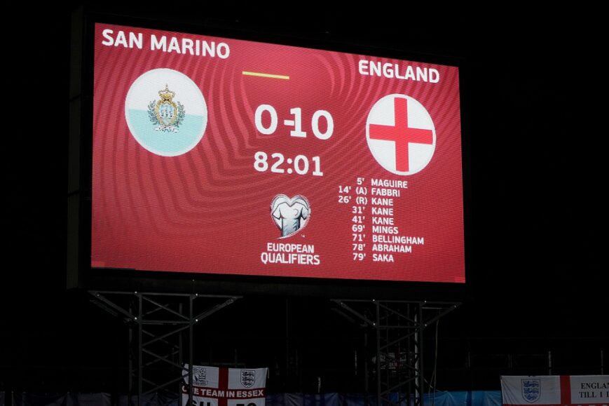 Scorebord San Marino - Engeland (2021)